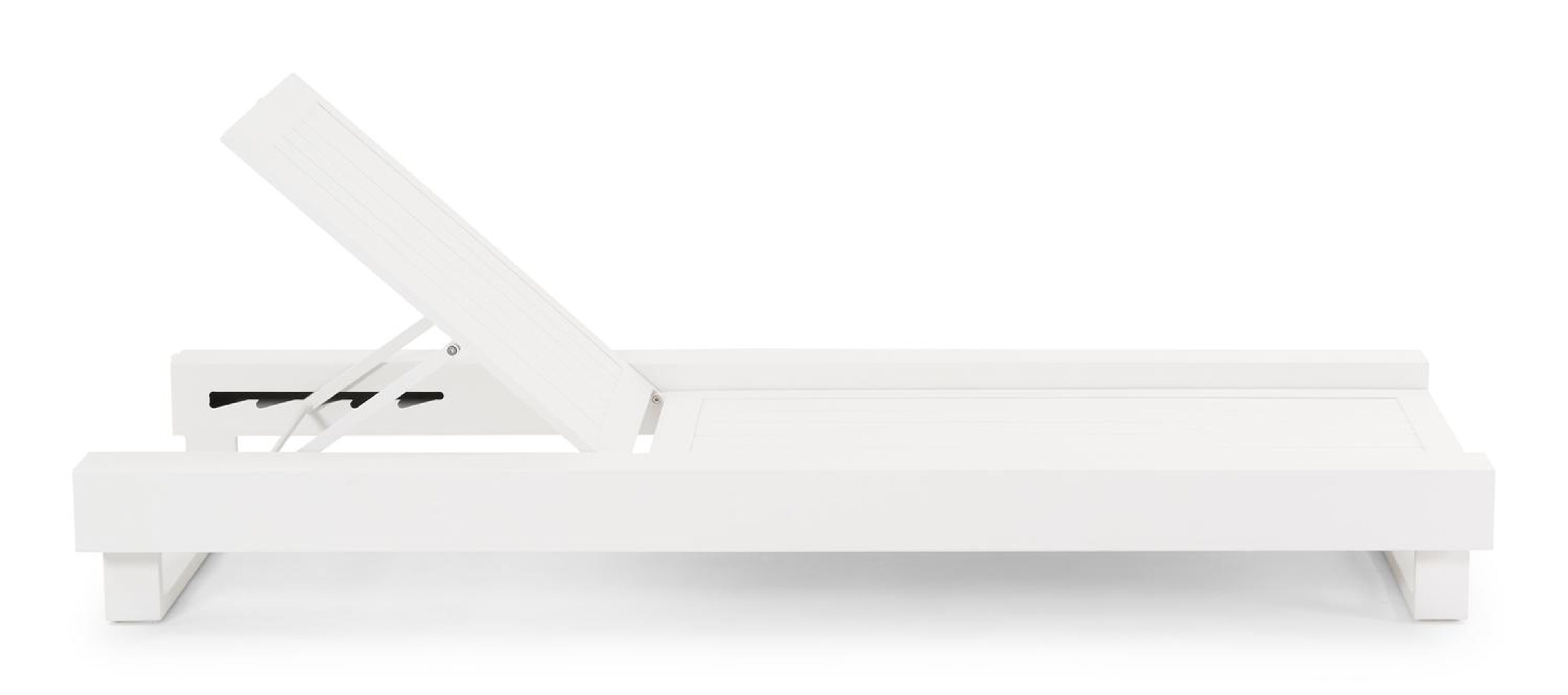 Nano verstelbaar ligbed in wit aluminium met natte charcoal chine all weather sunbrella® luxe kussen