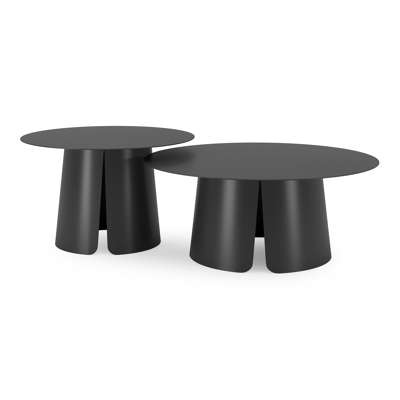 Avila loungetafels in zwart aluminium - Dia. 90 x H 36 cm, Dia. 70 x H 42 cm