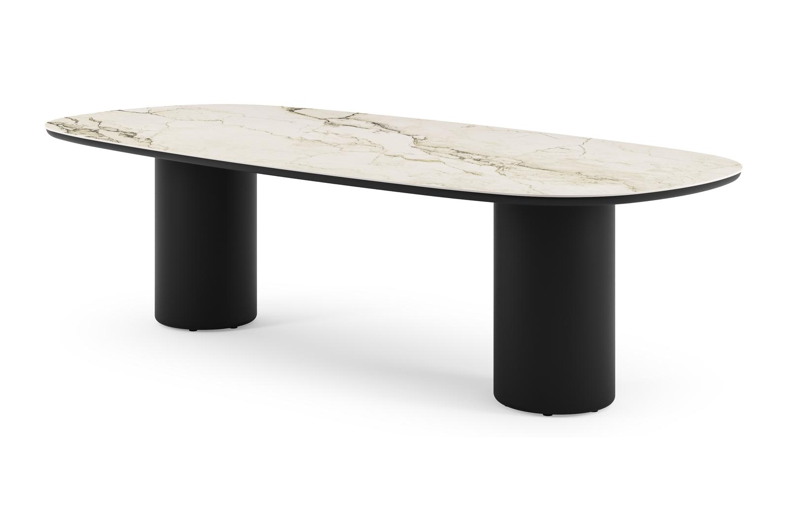 Table de jardin Amico bombo en aluminium noir et céramique pleine Colorado Dunes - Lg. 270 x Lrg. 125 x Haut. 73.5 cm