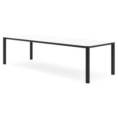 Orso tuintafel rechthoekig afgerond in zwart aluminium en volkeramiek Arctic White - L 290 x B 110 x H 74.5 cm