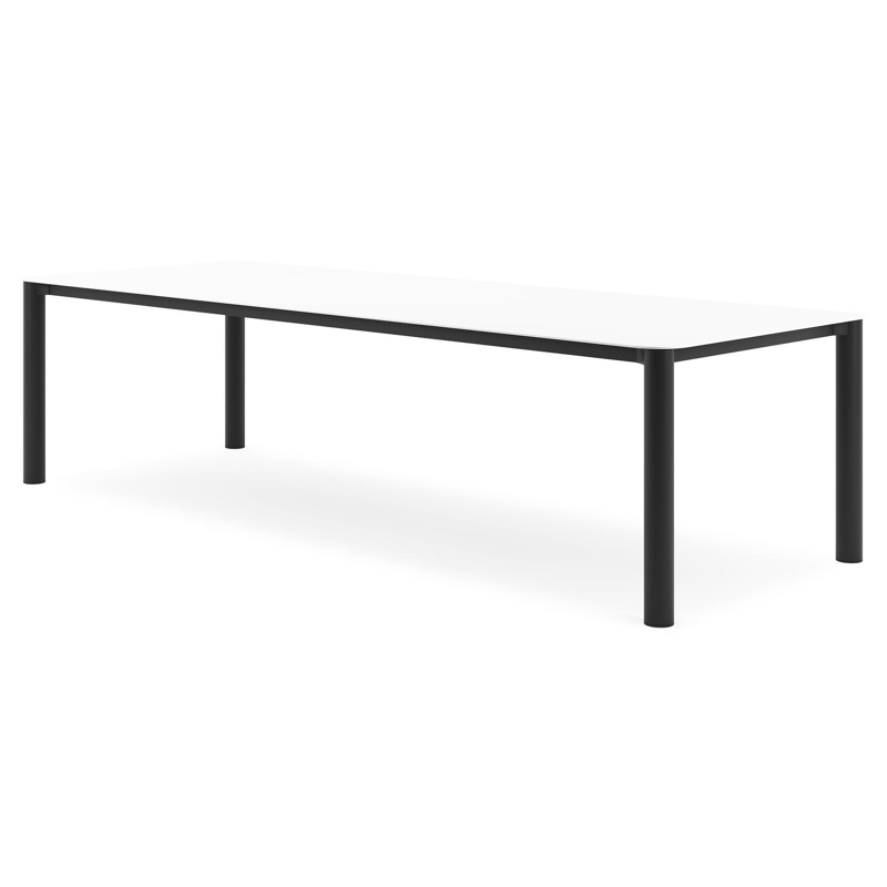 Orso tuintafel rechthoekig afgerond in zwart aluminium en volkeramiek Arctic White - L 290 x B 110 x H 74.5 cm