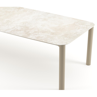 Orso tuintafel bootvorm in beige aluminium en volkeramiek Rapolano - L 315 x B 115 x H 74.5 cm