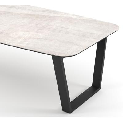 Pagino tuintafel bootvorm in zwart aluminium en volkeramiek Taj Mahal - L 255 x B 115 x H 73 cm