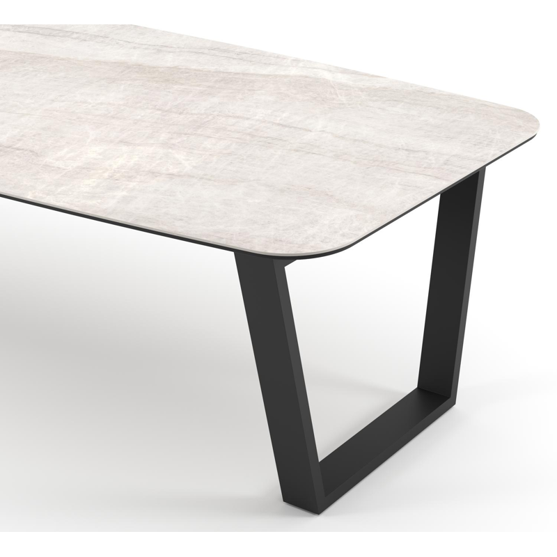 Pagino tuintafel bootvorm in zwart aluminium en volkeramiek Taj Mahal - L 255 x B 115 x H 73 cm