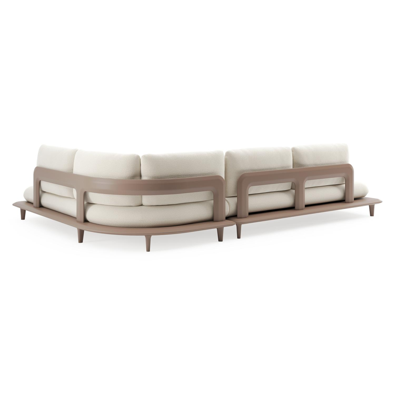 Bomero loungehoek in taupe aluminium met althea off white all weather cosytica kussen