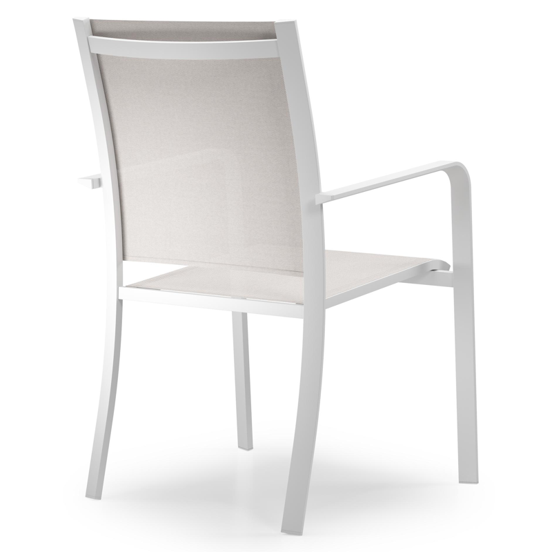 Calobra tuinstoel in wit aluminium en beige single textilene