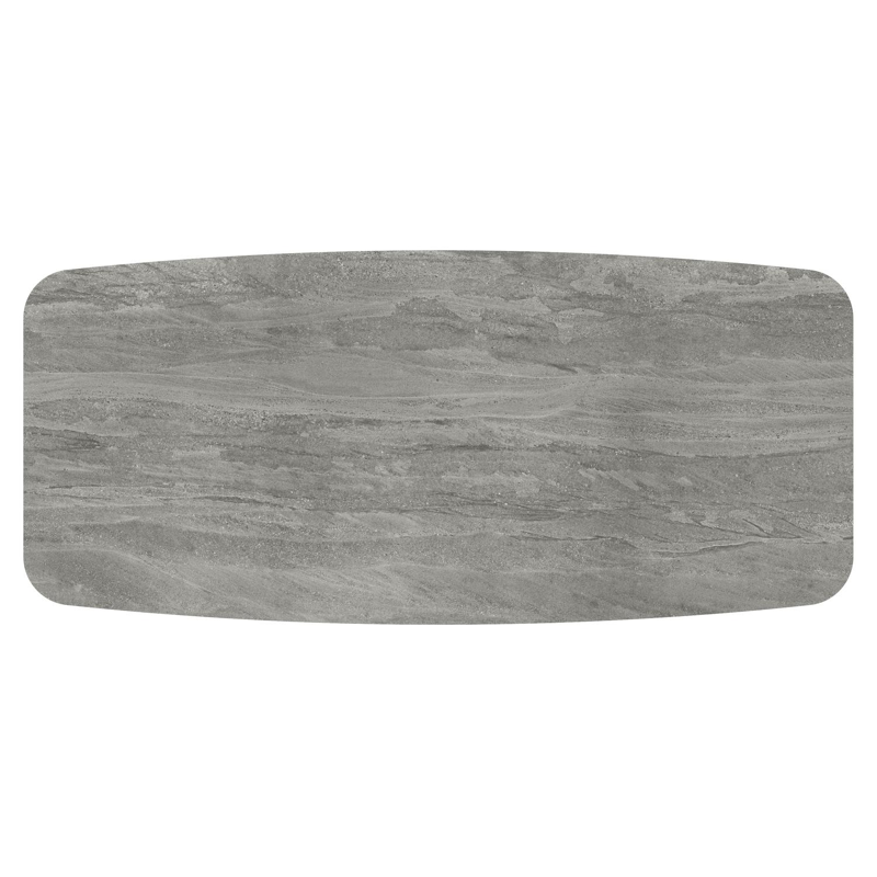 Orso tuintafel bootvorm in beige aluminium en volkeramiek Aspen Grey - L 255 x B 115 x H 74.5 cm