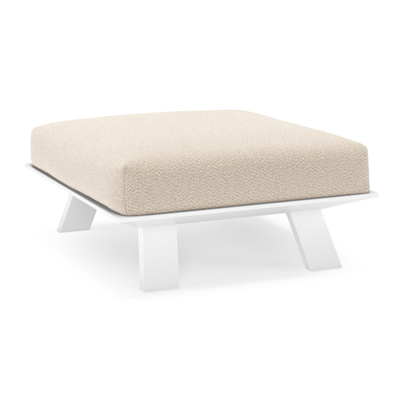 Cesano poef in wit aluminium met lopi sand all weather Sunbrella® luxe kussen