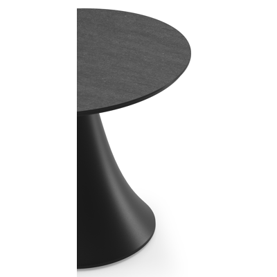 Fano low dining loungetafel in zwart aluminium en volkeramiek basalt black - Dia. 65 x H 55 cm