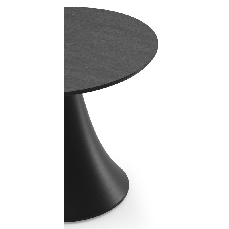 Fano low dining loungetafel in zwart aluminium en volkeramiek basalt black - Dia. 65 x H 55 cm