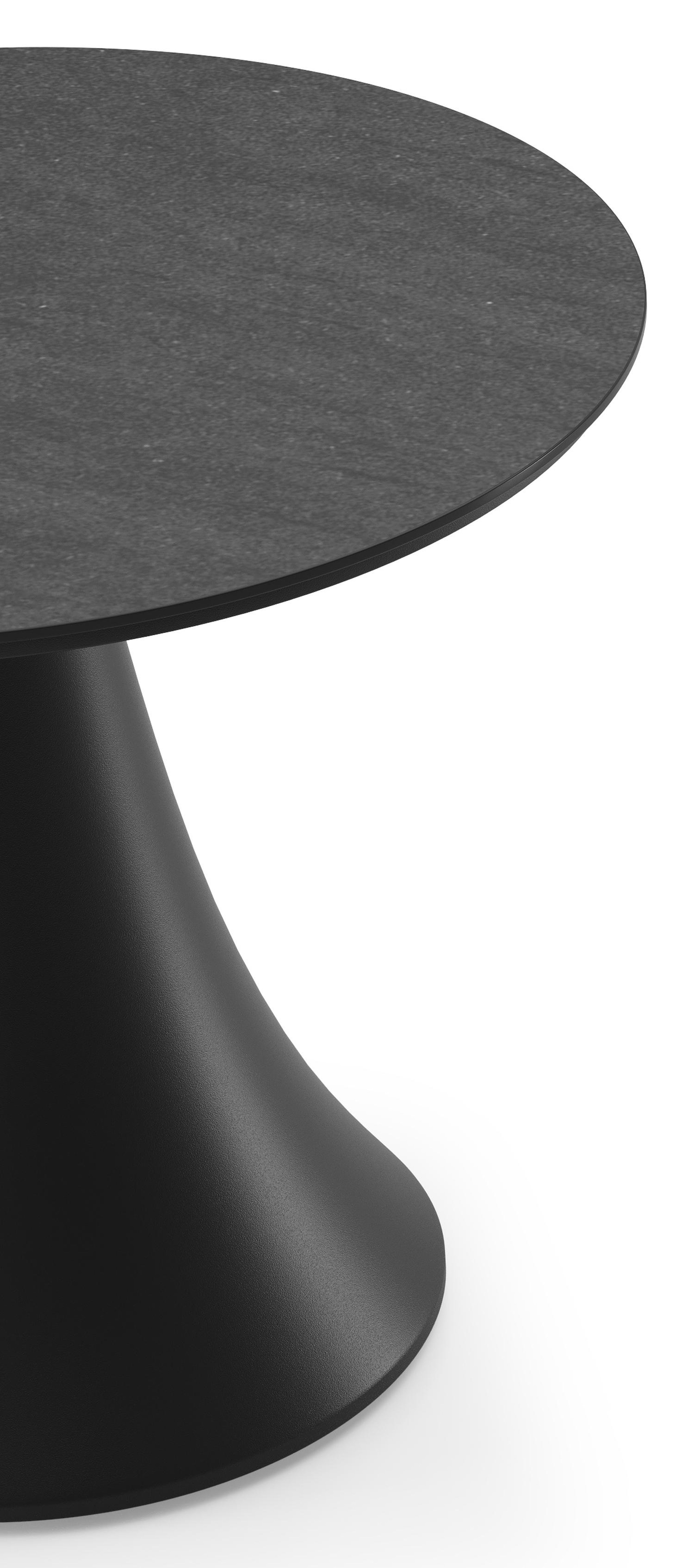 Table basse Fano en noir aluminium et céramique pleine basalt black - Diam. 65 x Haut. 55 cm