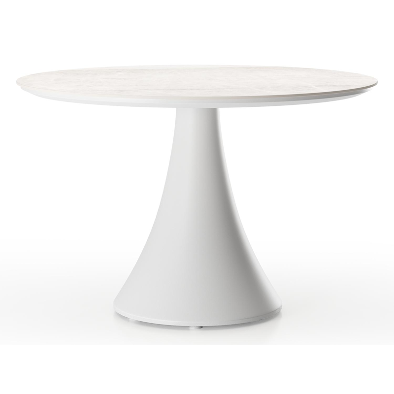 Fano loungetafel rond in wit aluminium en volkeramiek Taj Mahal - Dia. 80 x H 55 cm
