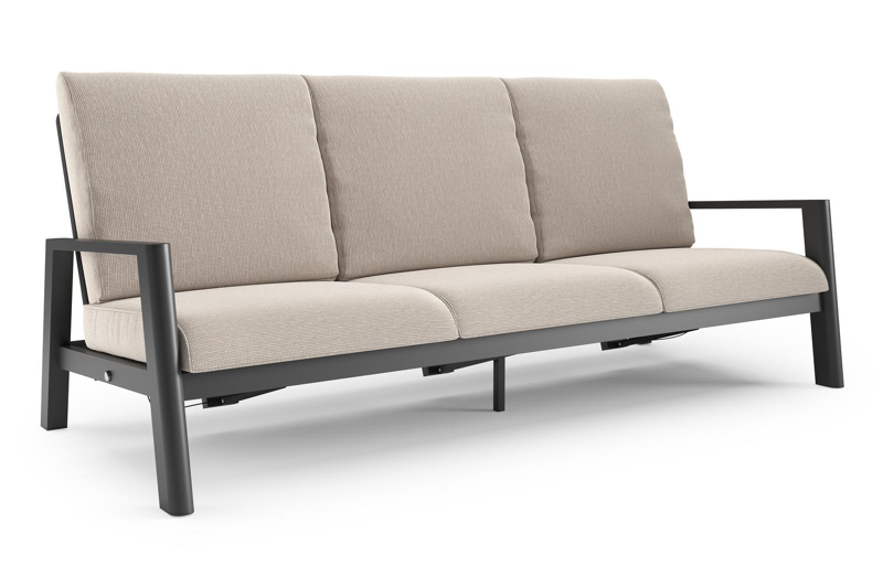 Cirello loungebank in zwart aluminium met slow farafra all weather sunbrella® luxe kussen