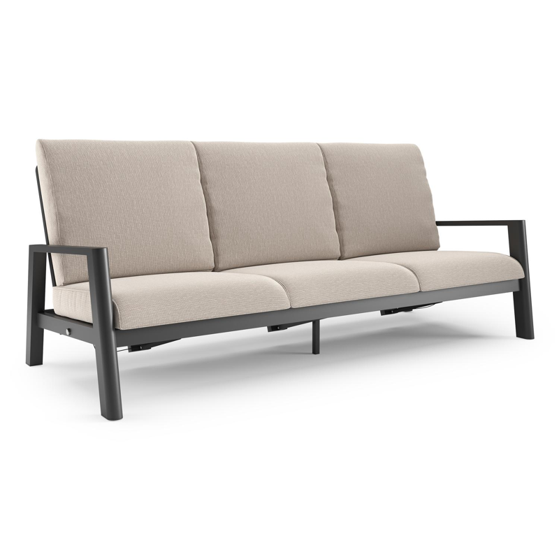 Cirello loungebank in zwart aluminium met slow farafra all weather sunbrella® luxe kussen