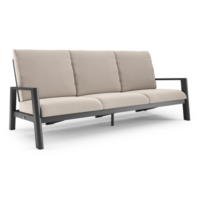 Cirello loungebank in zwart aluminium met slow farafra all weather sunbrella® luxe kussen