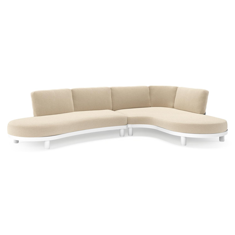 Donato loungehoek in wit aluminium met all weather cosytica Althea Chalk kussen