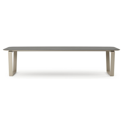 Pagino tuintafel bootvorm in beige aluminium en volkeramiek Calatorao - L 315 x B 115 x H 73 cm
