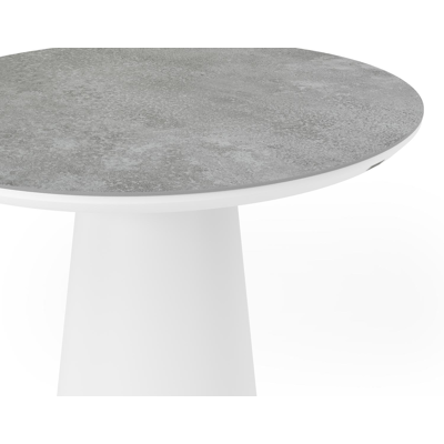 Table de jardin Donato en aluminium blanc et céramique pleine new york - Dia. 110 x H 106 cm