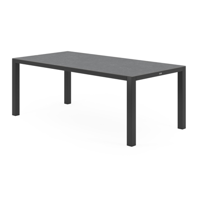 Como tuintafel in zwart aluminium en volkeramiek pierre bleue - L 200 x B 100 x H 76 cm