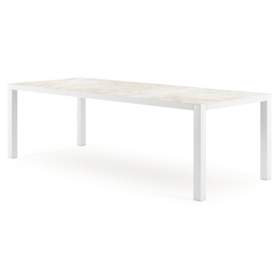 Table de jardin Como rectangulaire en aluminium blanc et céramique pleine Rapolano Lg. 240 x Lrg. 100 cm