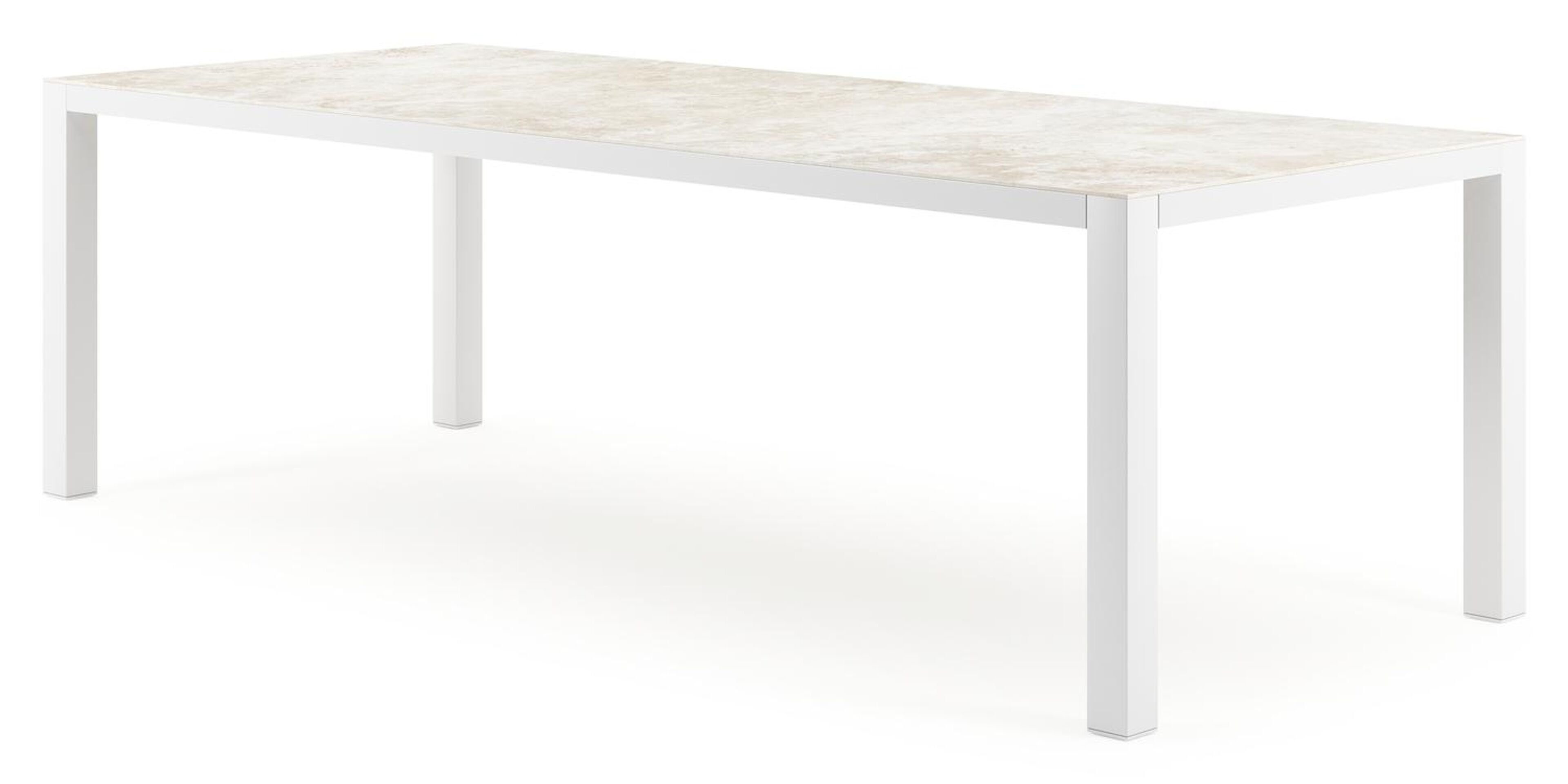 Como tuintafel rechthoekig in wit aluminium en volkeramiek Rapolano L 240 x B 100 cm