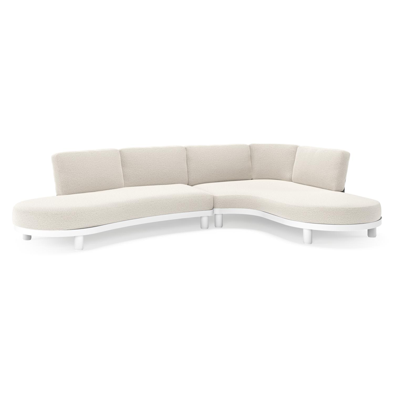 Donato loungehoek in wit aluminium met all weather solica Firenze Natural kussen