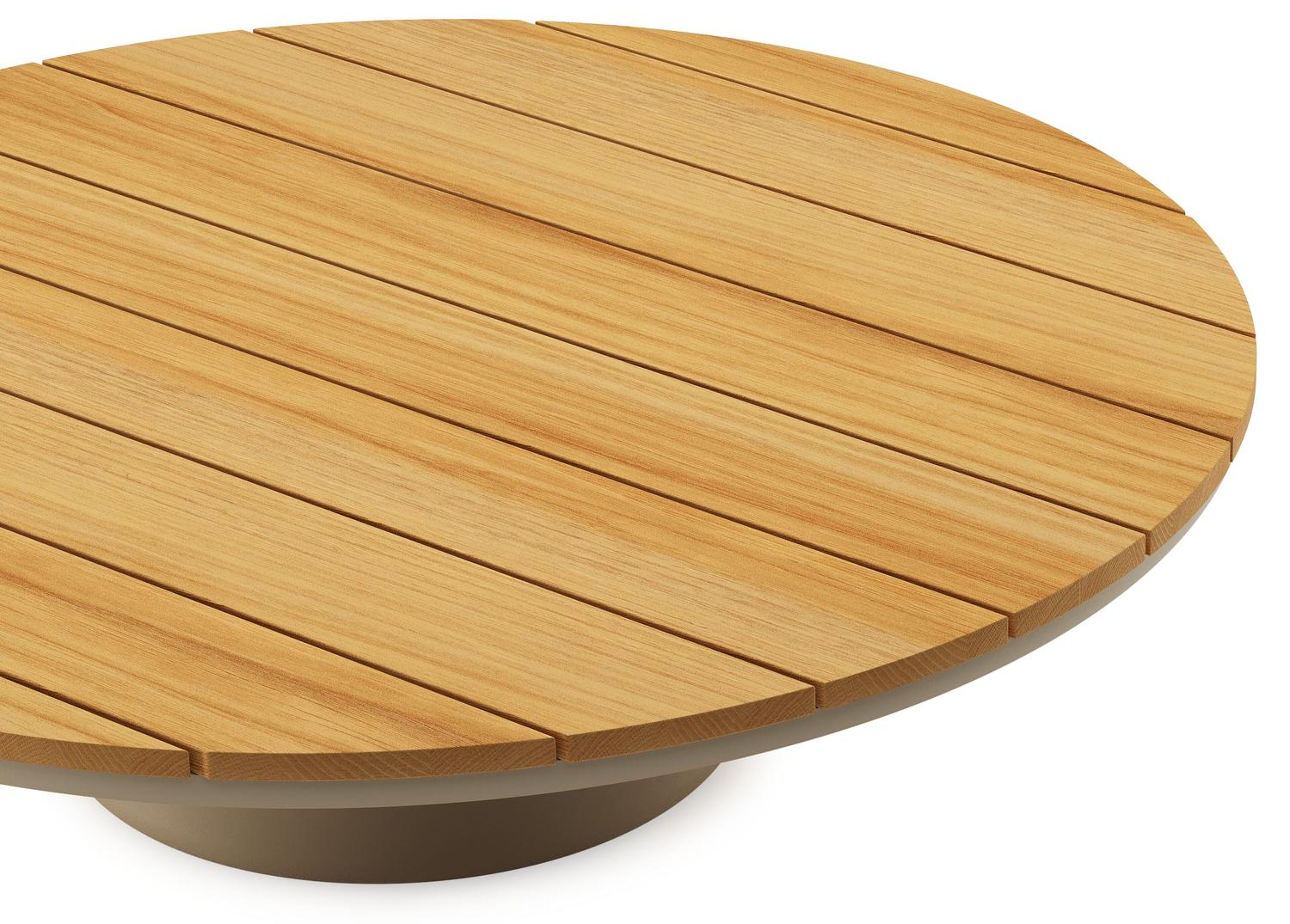 Amico loungetafel rond in beige aluminium en teak - Dia. 110 x H 28 cm