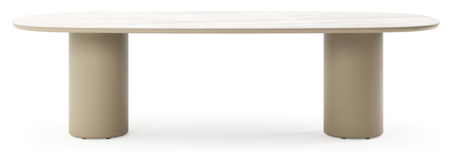 Amico tuintafel bombo in beige aluminium en volkeramiek Taj Mahal - L 270 x B 125 x H 73.5 cm