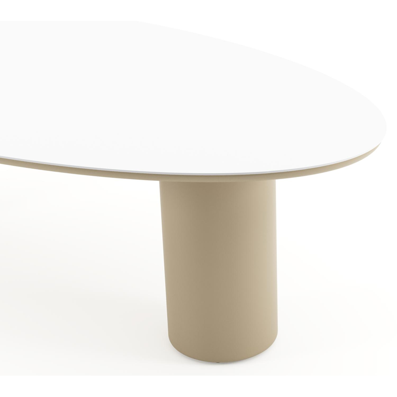 Amico tuintafel ovaal in beige aluminium en volkeramiek Arctic White - L 260 x B 125 x H 73.5 cm