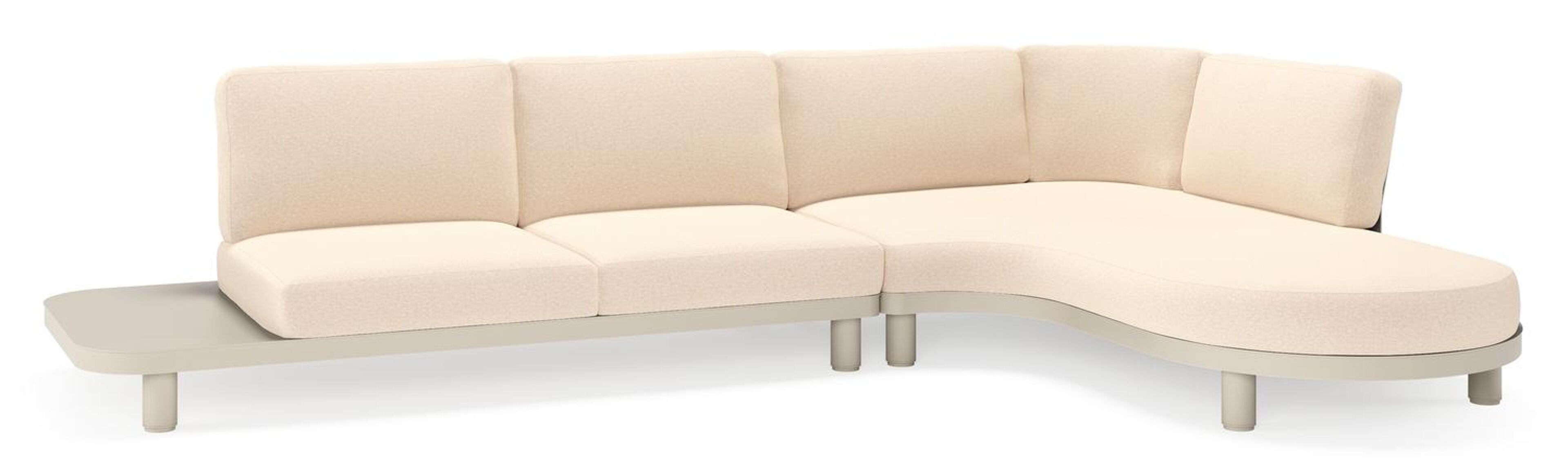 Donato loungehoek in beige aluminium met heritage papyrus all weather sunbrella® luxe kussen