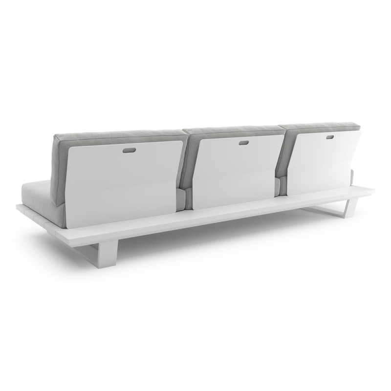 Pagino loungebank in wit aluminium met natte grey chine all weather sunbrella® luxe kussen