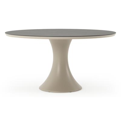 Fano tuintafel rond in beige aluminium en volkeramiek Calatorao - Dia. 148 x H 75 cm