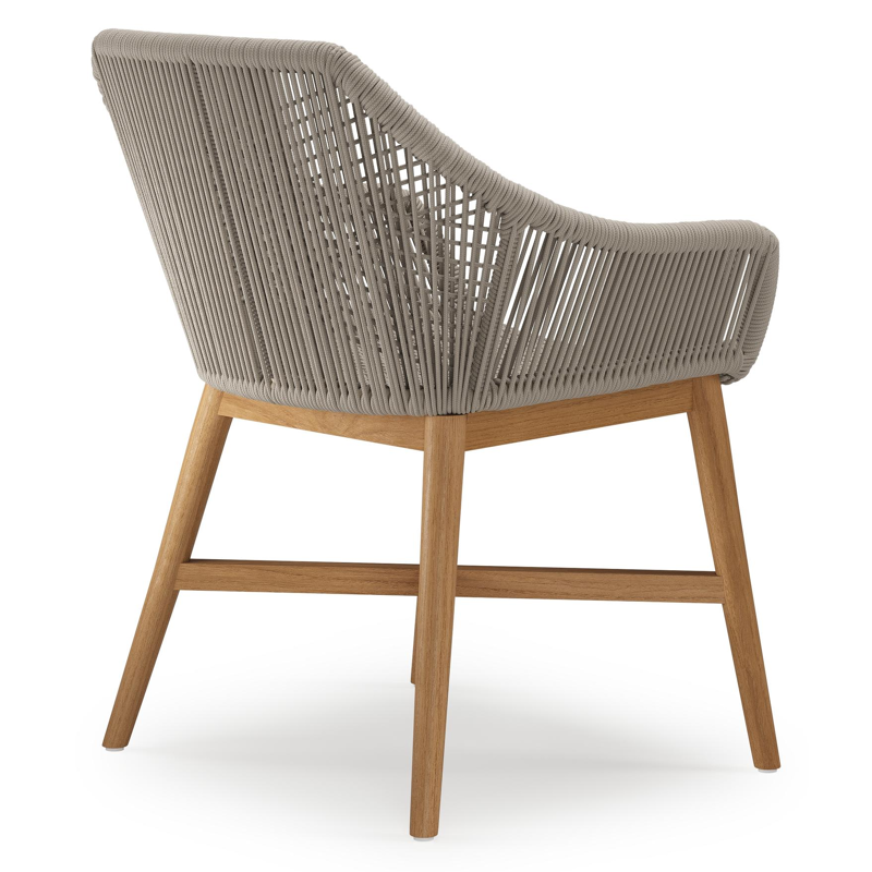 Borgo tuinstoel in teak en naturel verticaal geweven ronde rope 