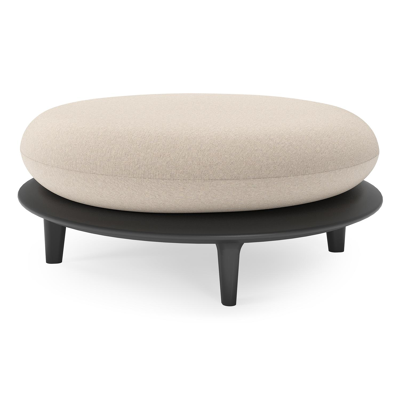 Pouf Bomero en aluminium noir et coussins en all weather sunbrella® luxe heritage ash
