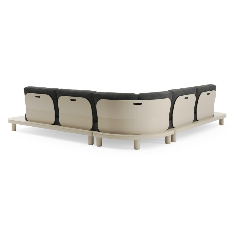 Donato loungehoek in beige aluminium met chartres sooty all weather sunbrella® luxe kussen