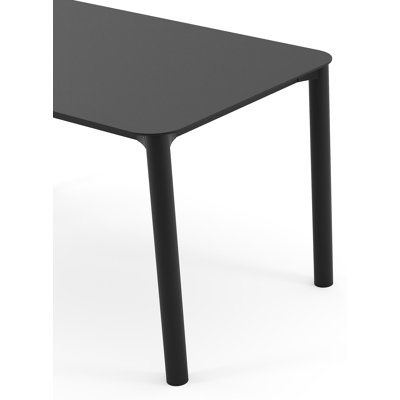 Table de jardin rectangulaire Orso arrondie en aluminium noir - Lg. 140 x Lrg. 80 x Haut. 74,5 cm