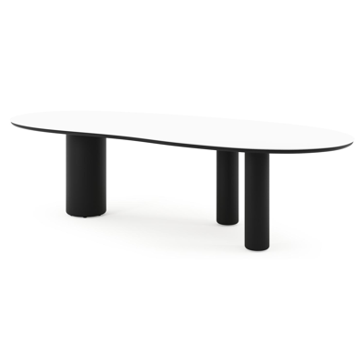 Amico tuintafel organisch in zwart aluminium en volkeramiek Arctic White - L 280 x B 120 x H 73.5 cm