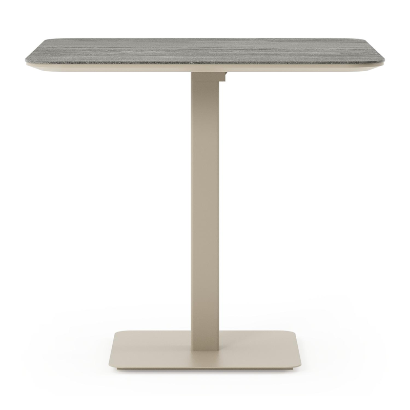 Fano kantelbare tuintafel afgerond vierkant in beige aluminium en volkeramiek Aspen Grey - L 80 x B 80 x H 72.5 cm