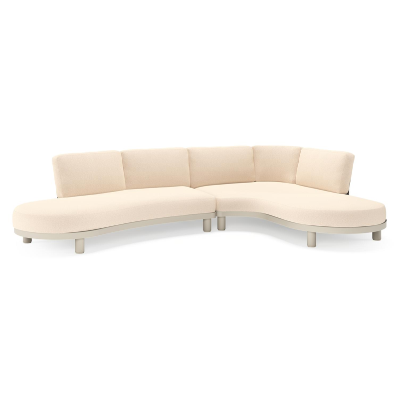 Donato loungehoek in beige aluminium met all weather sunbrella® luxe Heritage Papyrus kussen