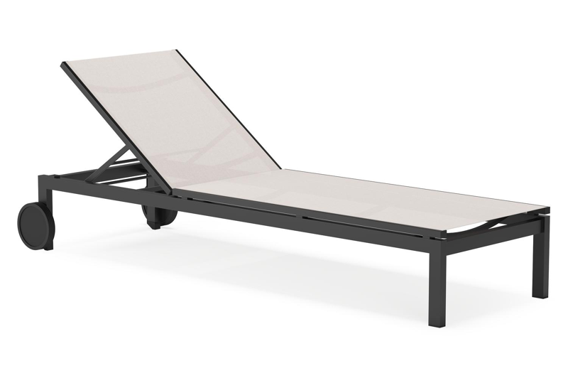 Caravelle verstelbaar ligbed in zwart aluminium en beige single textilene