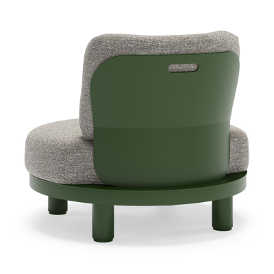 Donato loungestoel in groen aluminium met all weather sunbrella® luxe Tundra Pepper kussen