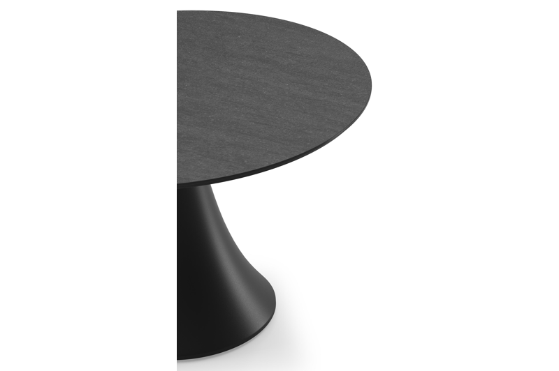 Table basse Fano en noir aluminium et céramique pleine basalt black - Diam. 85 x Haut. 55 cm