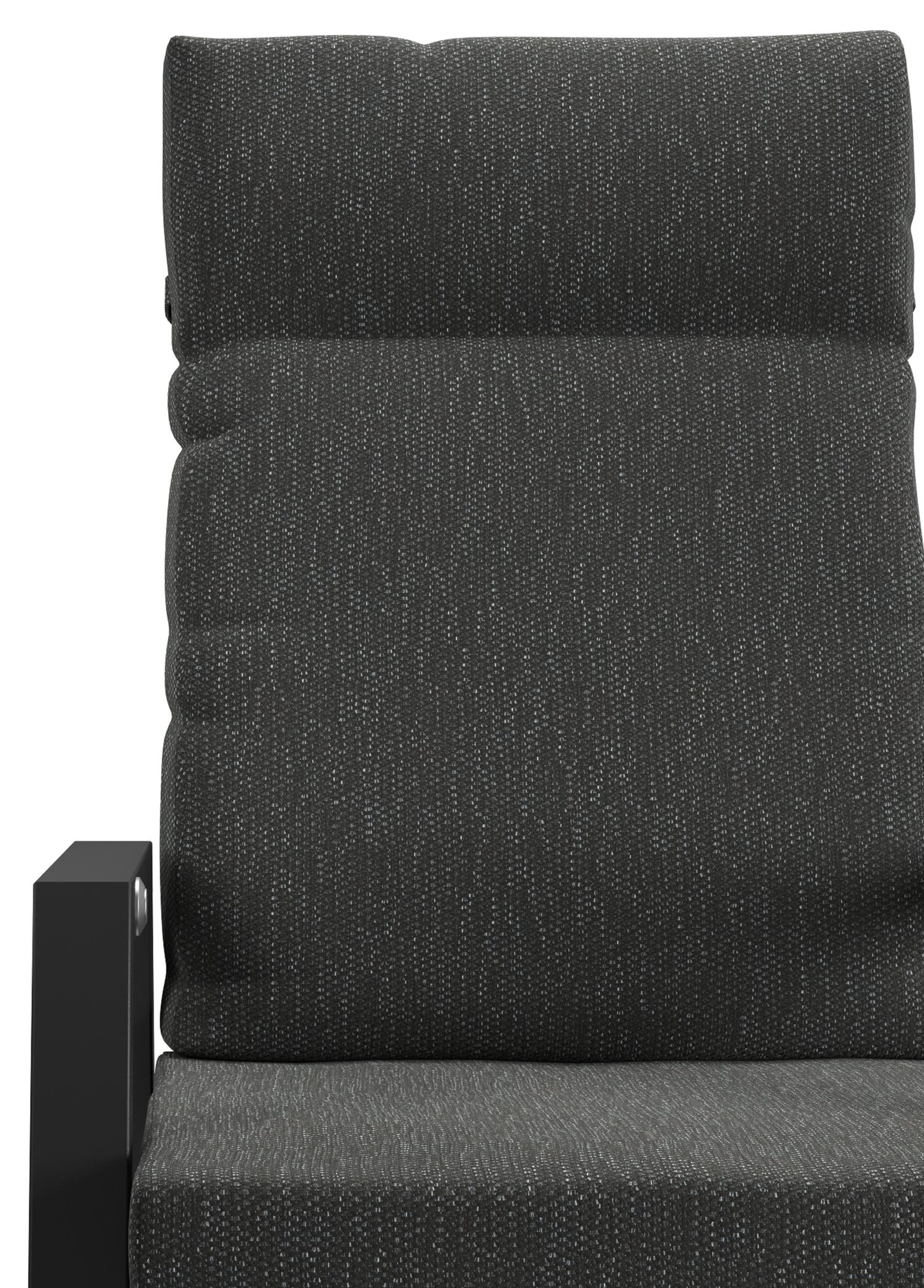 Chaise de jardin Leon en aluminium noir et textilène noir avec coussin en Sky Black Weather+ Softtouch