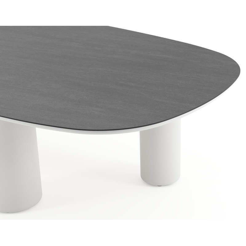 Amico tuintafel bombo xl in wit aluminium en volkeramiek Basalt Black - L 270 x B 148 x H 73.5 cm