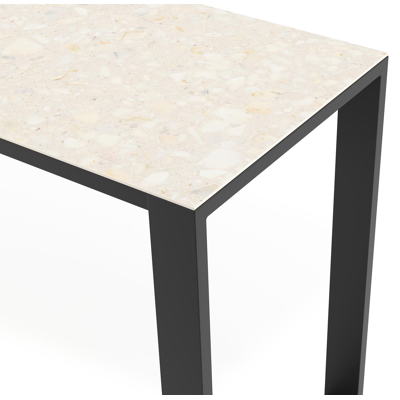 Verato bartafel in zwart aluminium en volkeramiek Retrostone - L 220 x B 70 x H 105 cm