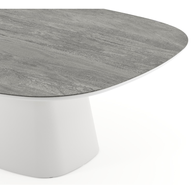 Amico tuintafel bombo xl in wit aluminium en volkeramiek Aspen Grey - L 210 x B 148 x H 73.5 cm