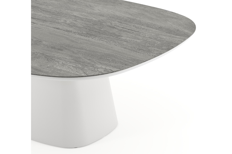 Amico tuintafel bombo xl in wit aluminium en volkeramiek Aspen Grey - L 210 x B 148 x H 73.5 cm