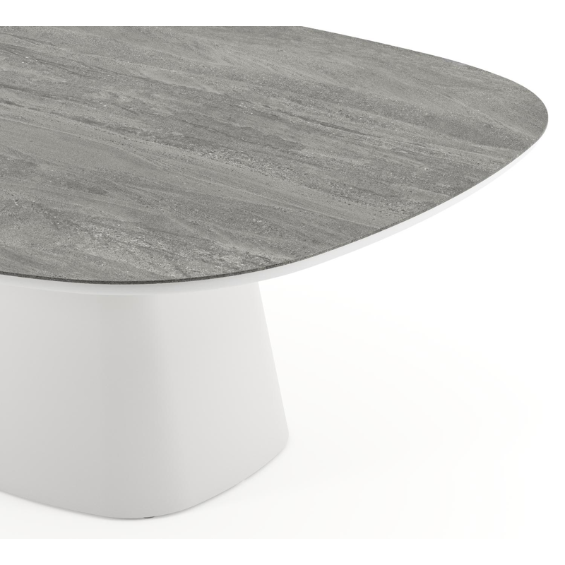 Amico tuintafel bombo xl in wit aluminium en volkeramiek Aspen Grey - L 210 x B 148 x H 73.5 cm