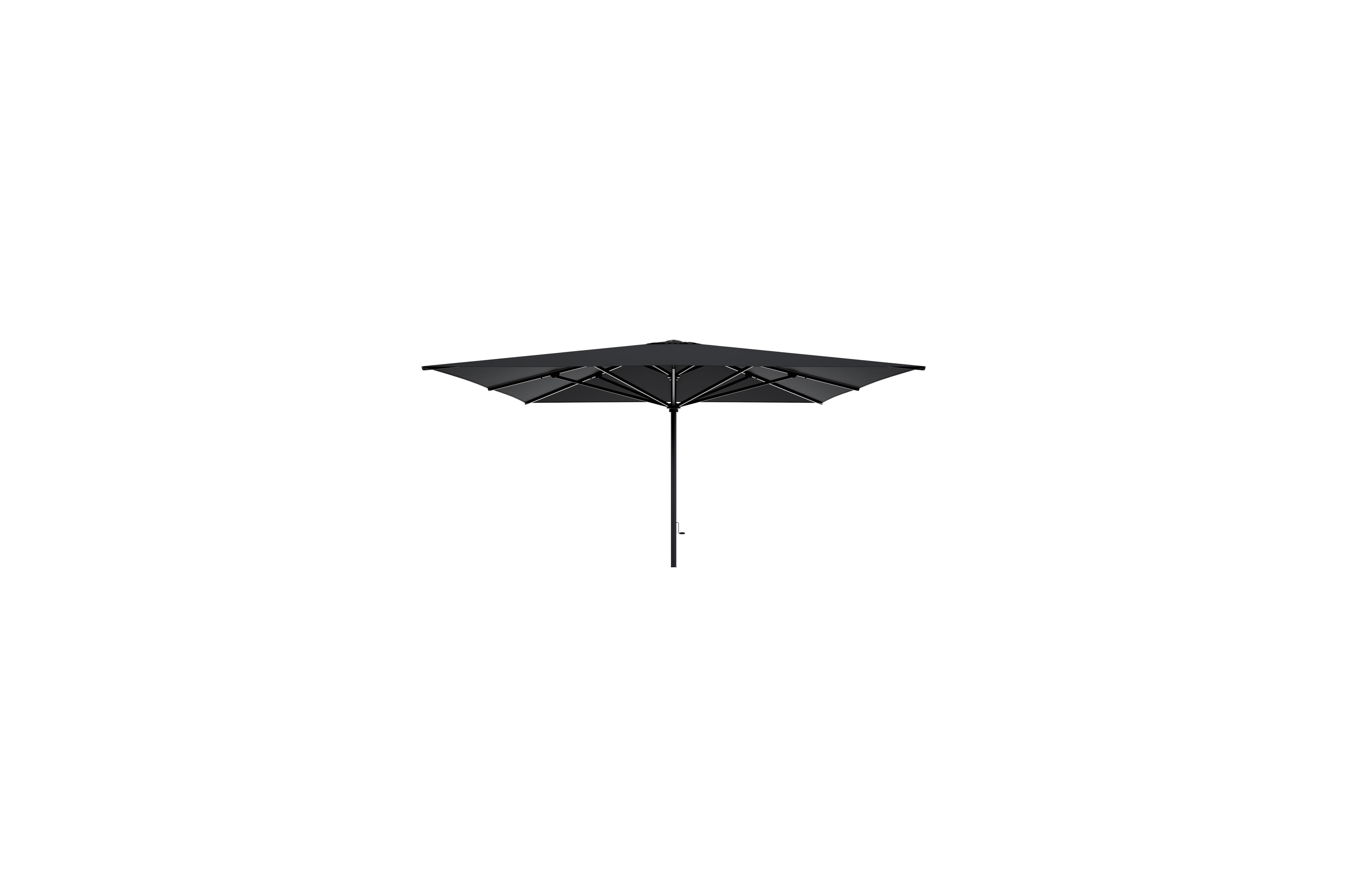 Solino staanparasol in zwart aluminium met zwart all weather sunbrella® premium parasoldoek - L1 400 x L2 400 cm (zonder voet)