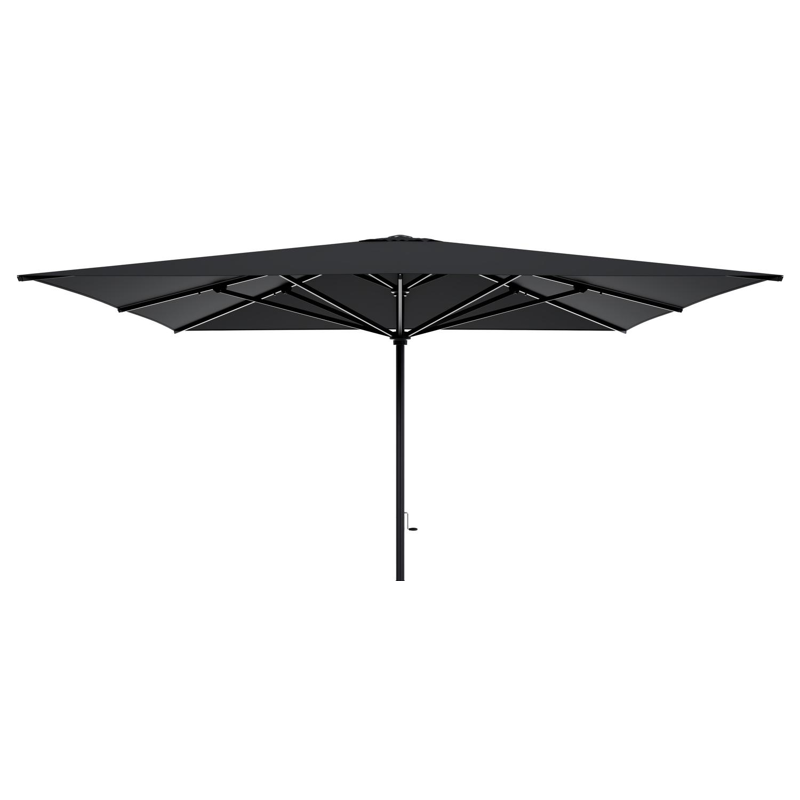 Solino staanparasol in zwart aluminium met zwart all weather sunbrella® premium parasoldoek - L1 400 x L2 400 cm (zonder voet)